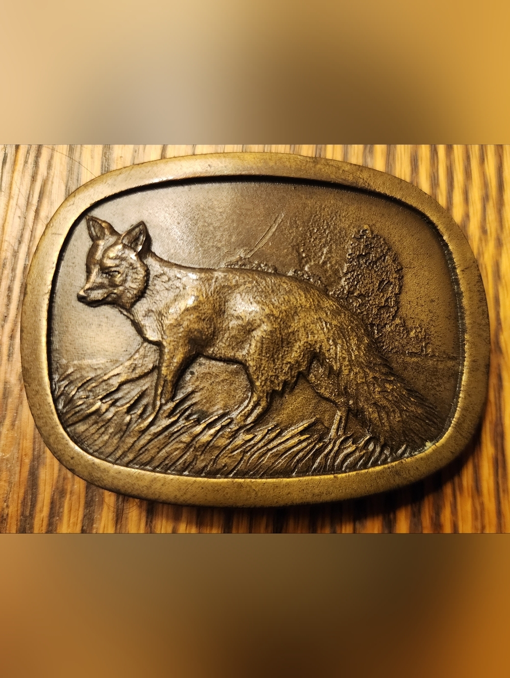 Vntg Brass Fox Belt Buckle